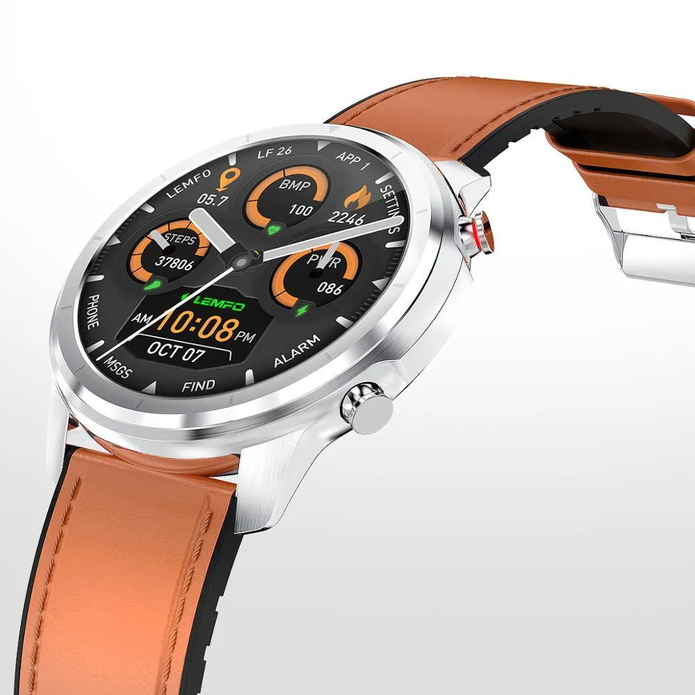 LEMFO LF26 smart bracelet with 1.3-inch screen shown in Black, Brown, and Silver colour options