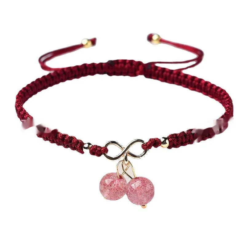 Natural strawberry quartz cherry bracelet for women with fruit-shaped beads in pure natural crystal material