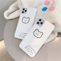 Soft silicone iPhone case with a Korean bear cartoon design on the back.