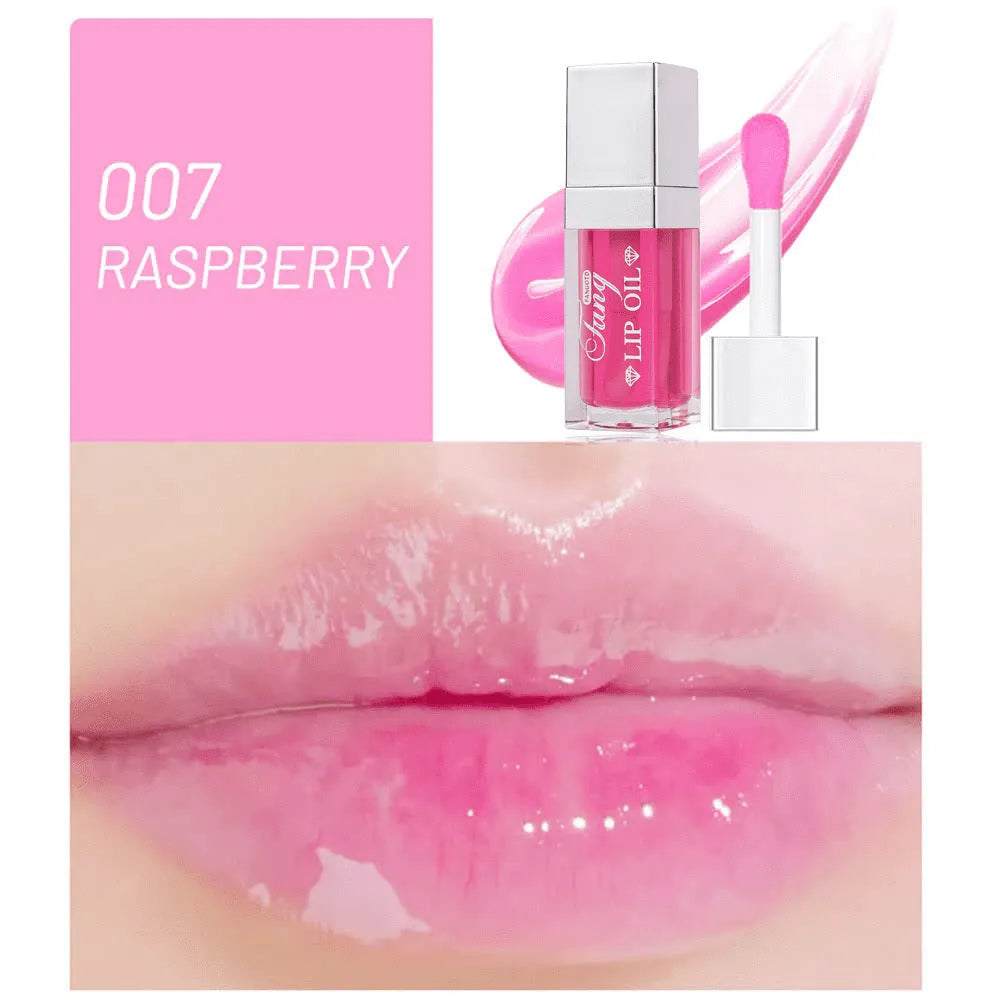 Mint lip gloss and lipstick set showing five bright colour options with lip essence oil