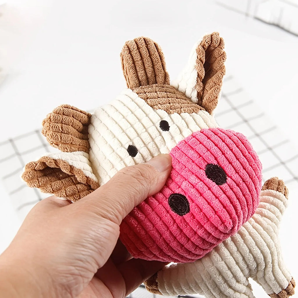 Animal shaped plush dog chew toy with squeaker inside for small and large dogs