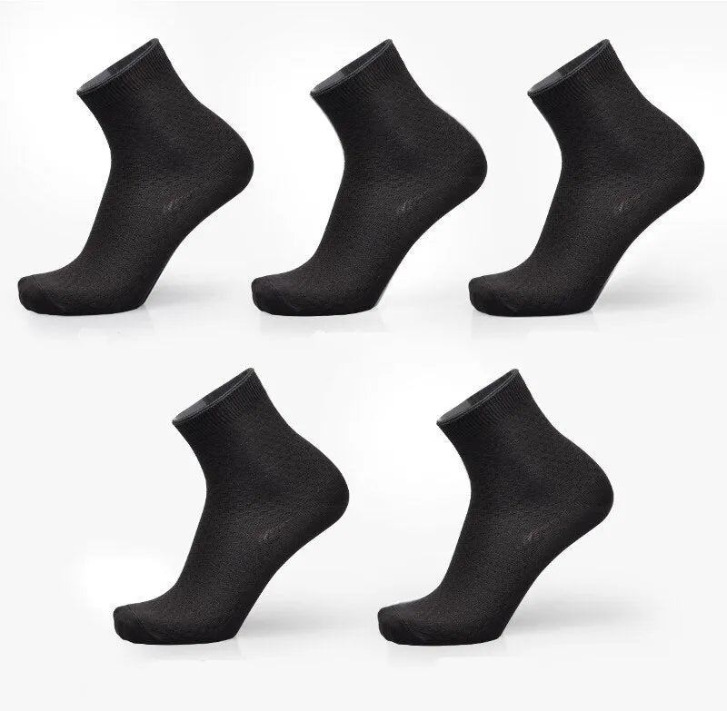 Men's bamboo fibre business socks showing small square pattern in five colour options