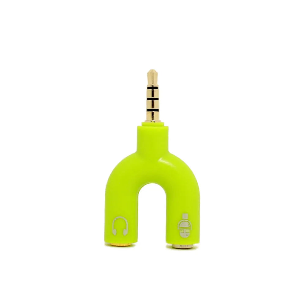 3.5mm audio splitter adapter in multiple colours with gold-plated connections
