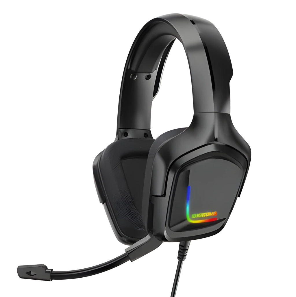 K20 wired RGB gaming headset with microphone and cloth earmuffs in black, camouflage grey, or white