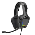 K20 wired RGB gaming headset with microphone and cloth earmuffs in black, camouflage grey, or white