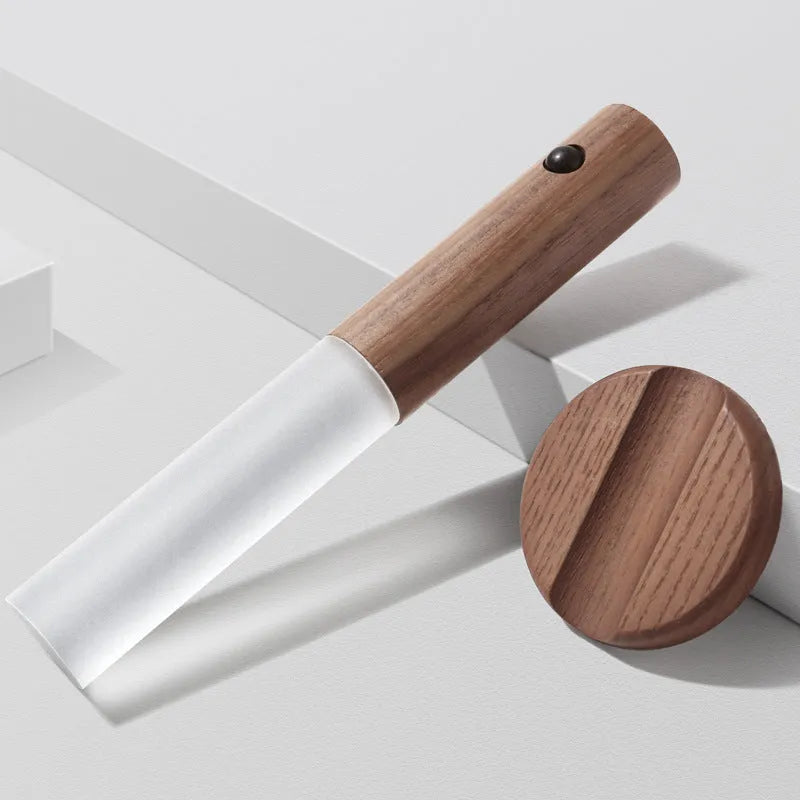 Smart sensor LED desk lamp with solid wood construction and motion detection