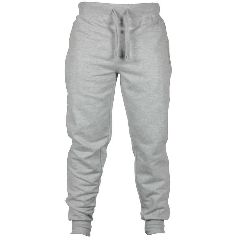 Men's solid colour drawstring waist fleece casual trousers in loose fit style