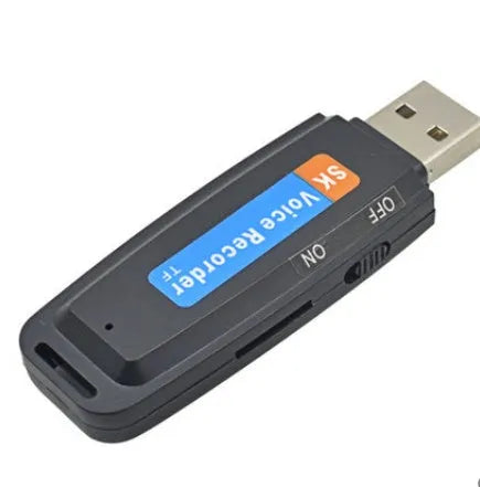 SK-001 creative black and white USB flash drive with voice card functionality showing dimensions