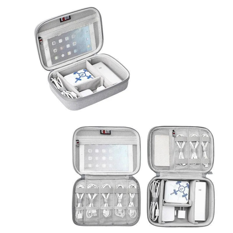 Black and grey EVA digital storage bags showing single and double layer headphone organiser designs