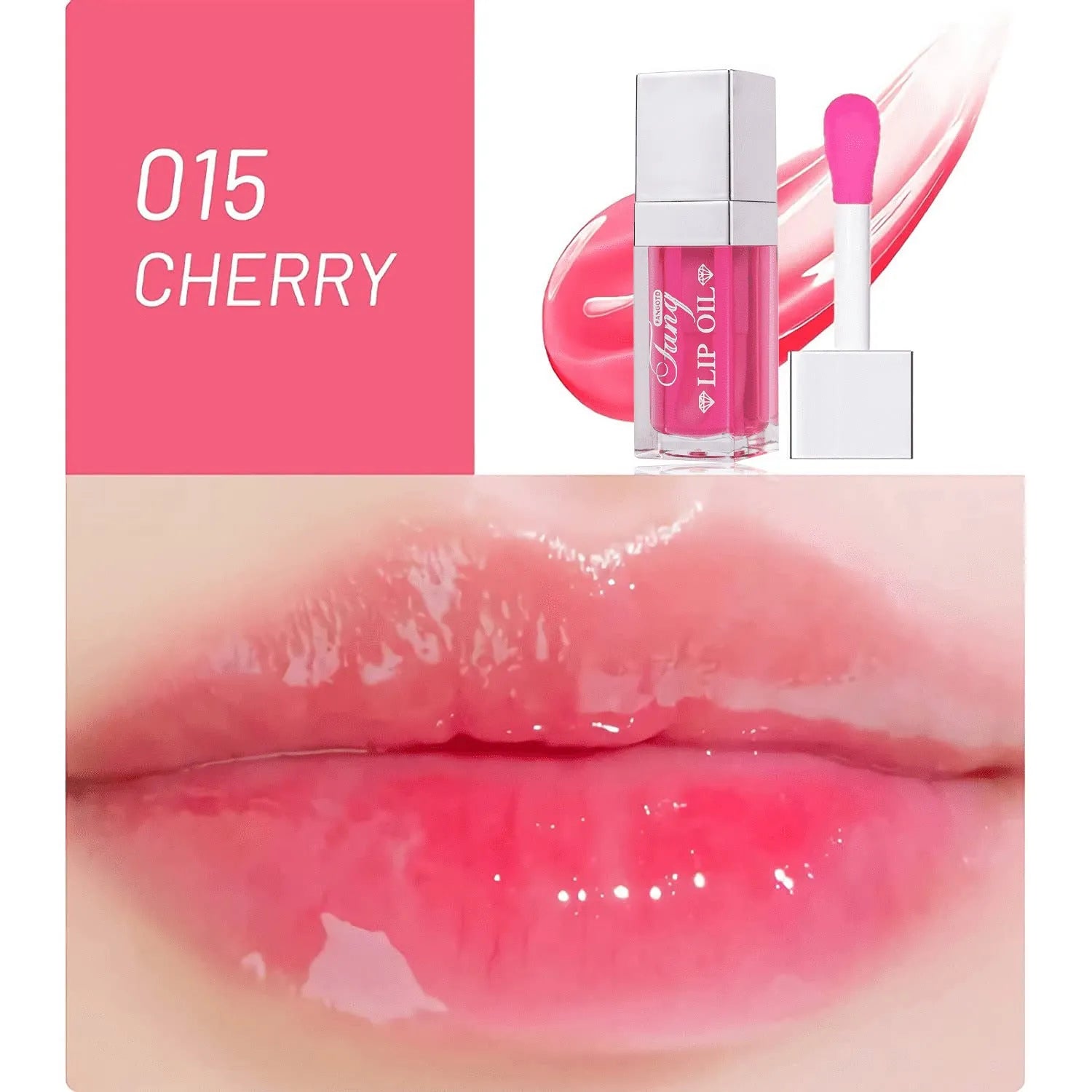 Mint lip gloss and lipstick set showing five bright colour options with lip essence oil