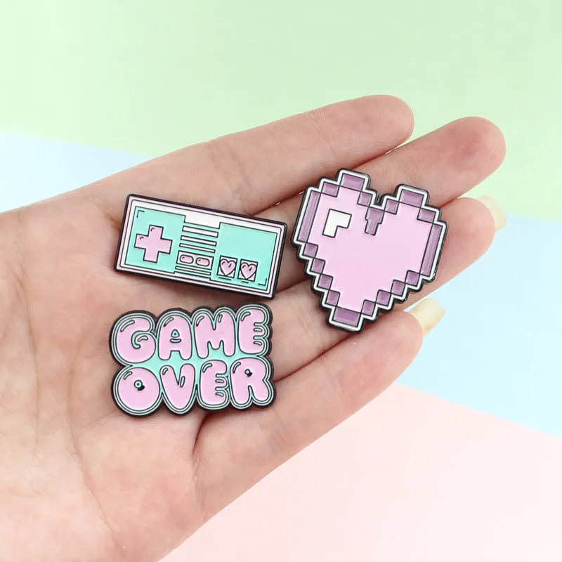 Stereo game console metal badge in alloy construction with independent OPP packaging