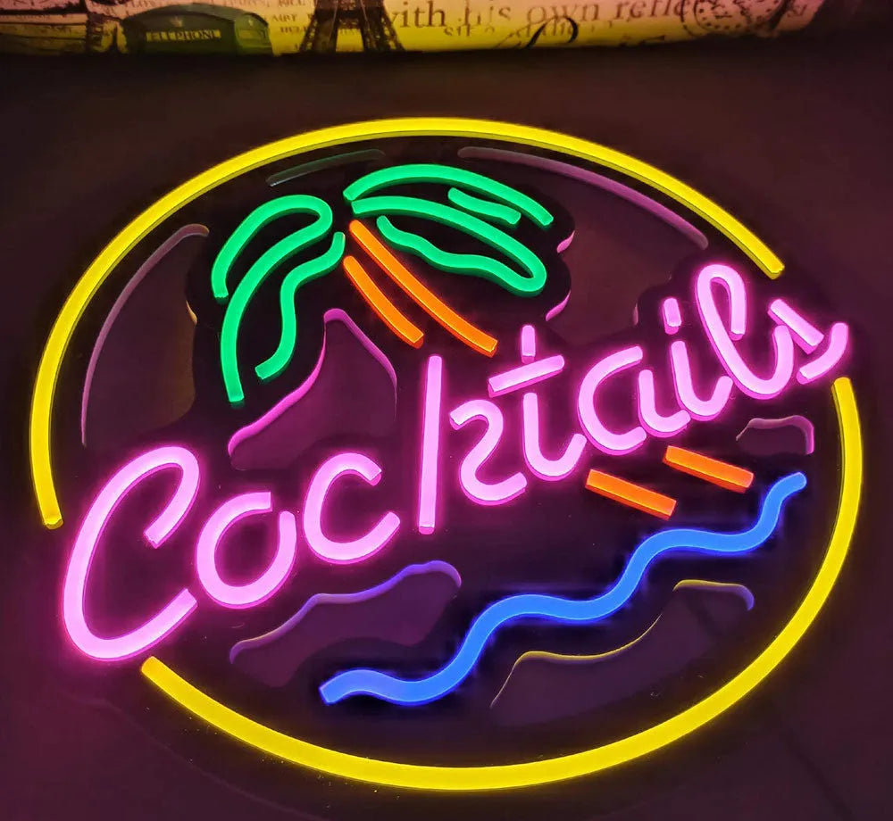 LED coffee neon billboard advertising light with mixed colour illumination