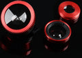 Fisheye mobile phone lens attachment with three-in-one fisheye, wide-angle, and macro capabilities.