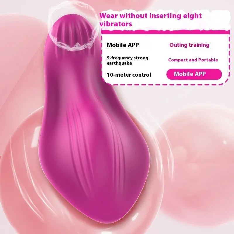 Rose red wearable female massager with butterfly design and smartphone app control