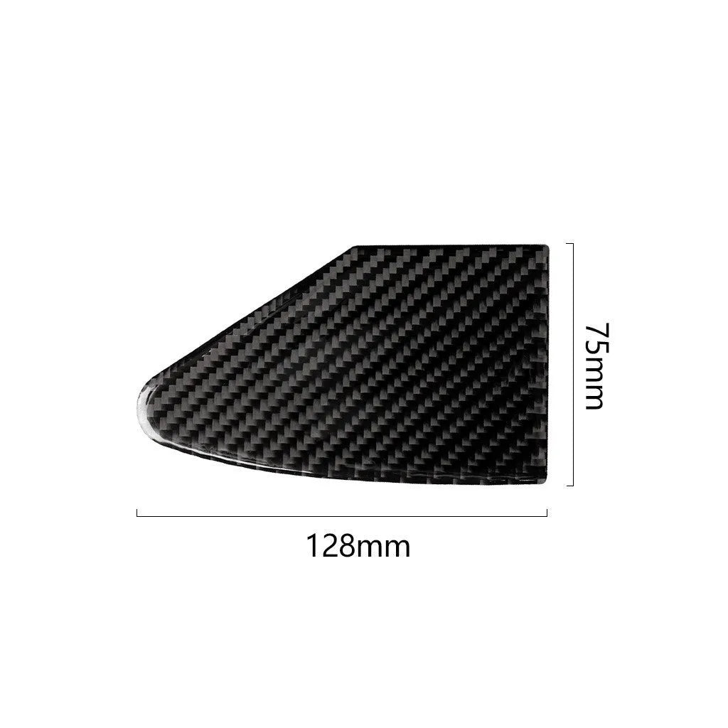 Square carbon fibre decorative sticker for car USB charging port panel with 3M adhesive backing.