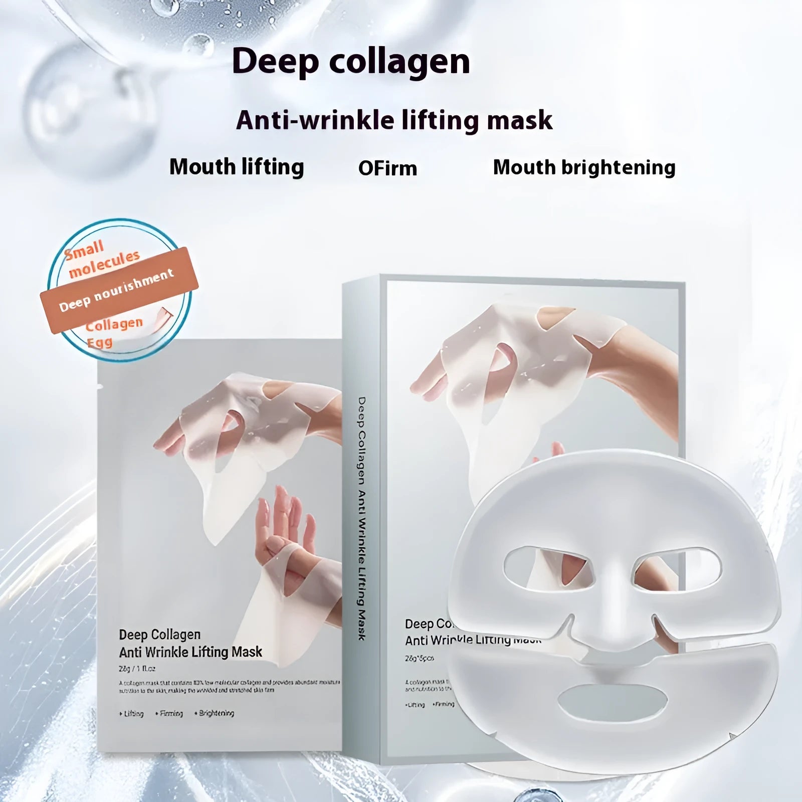 Collagen anti-wrinkle moisturising facial mask with 28ml serum content for universal skin types
