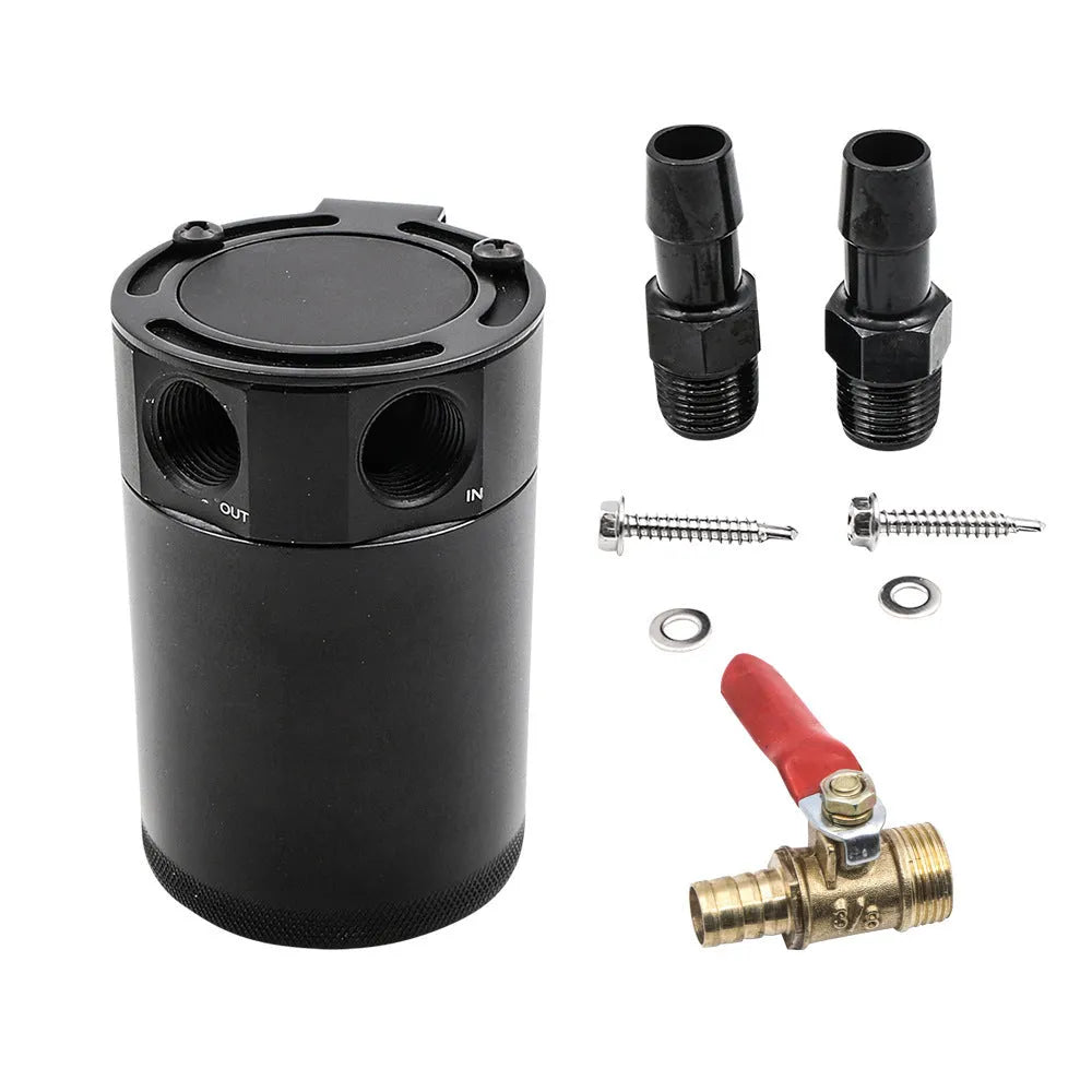Black and silver aluminium automotive two-hole breathable machine oil pot with oil-free valve