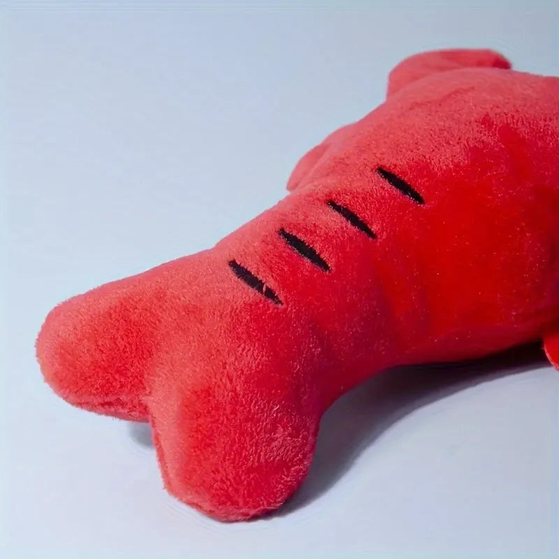 Red squeaky lobster stuffed dog toy with crab lobster design for small medium dogs
