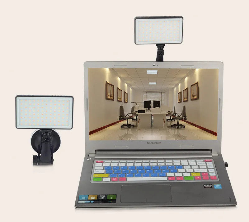 Black aluminium USB-C video conference light panel with 96 LEDs and a 1/4 inch tripod thread on the base.