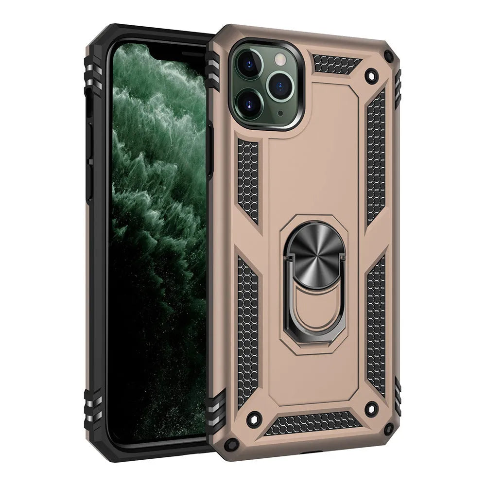 A dark green TPU and PC protective back cover case for Apple iPhones, shown alongside compatible model logos.