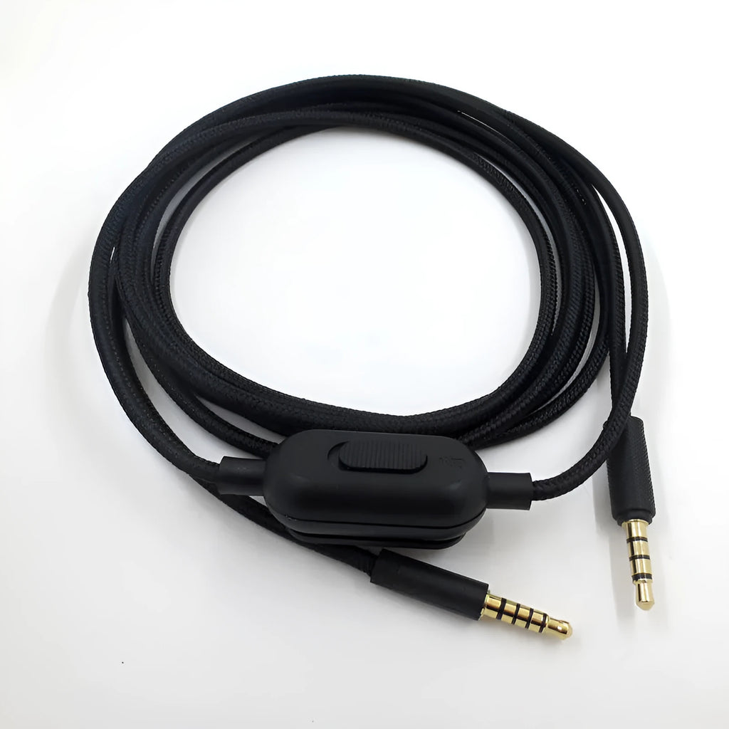 Black universal gaming headset cable with 3.5mm connectors and 2 metre length