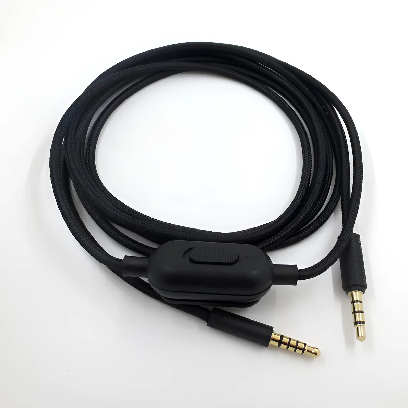Black universal gaming headset cable with 3.5mm connectors and 2 metre length