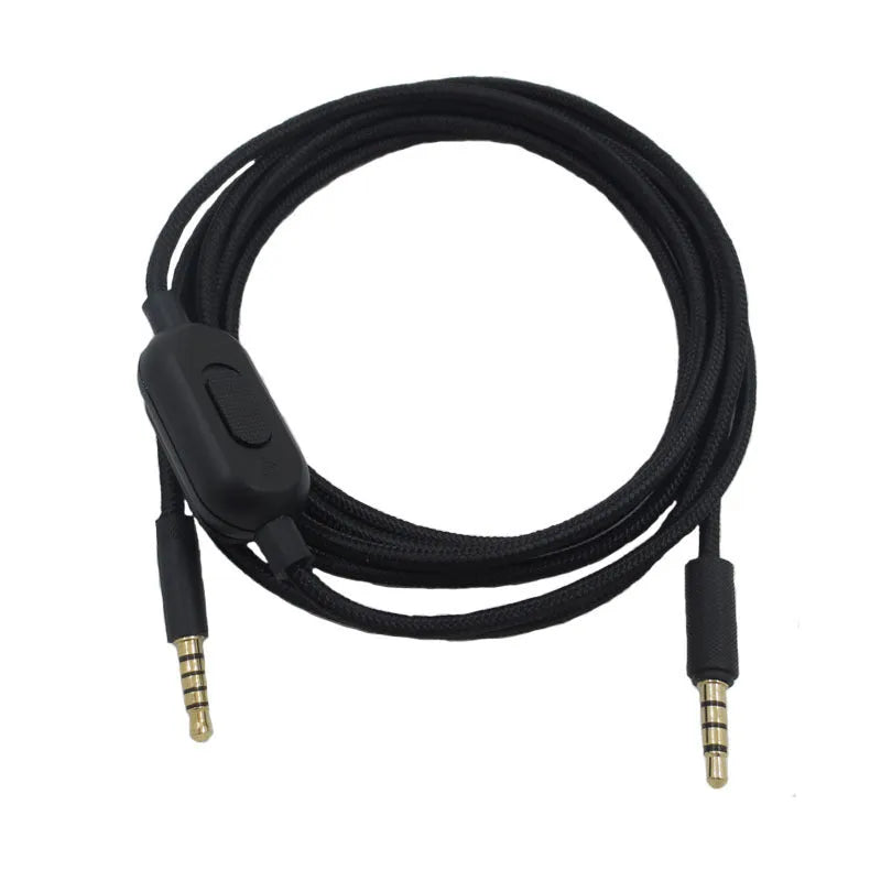 Black universal gaming headset cable with 3.5mm connectors and 2 metre length