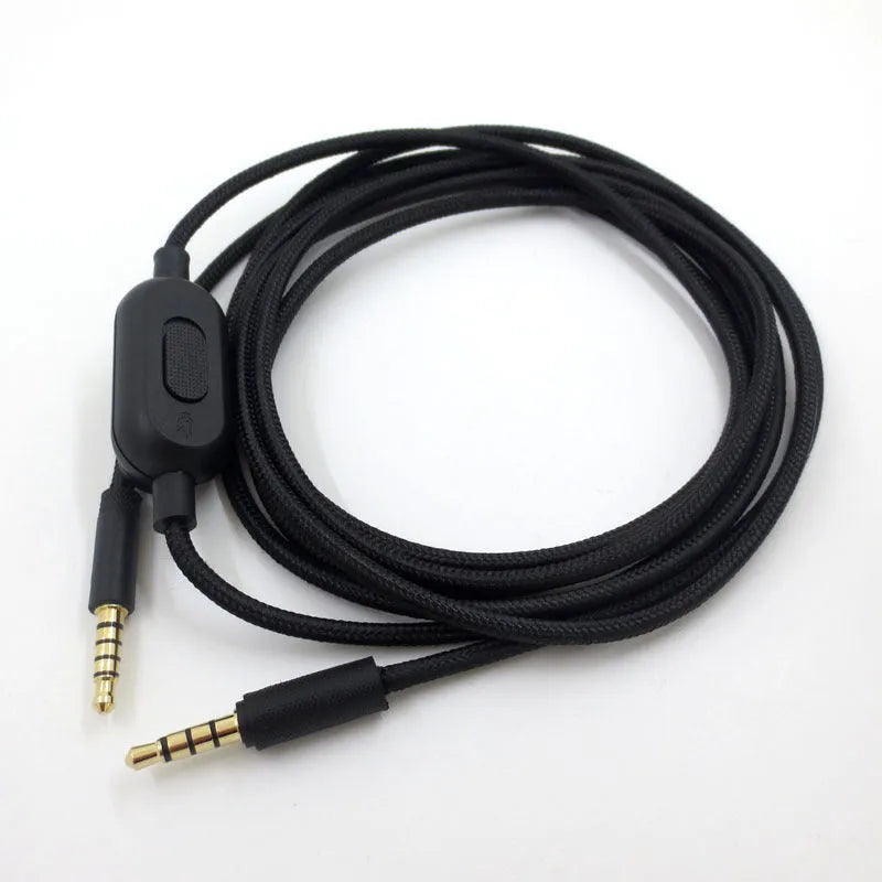 Black universal gaming headset cable with 3.5mm connectors and 2 metre length