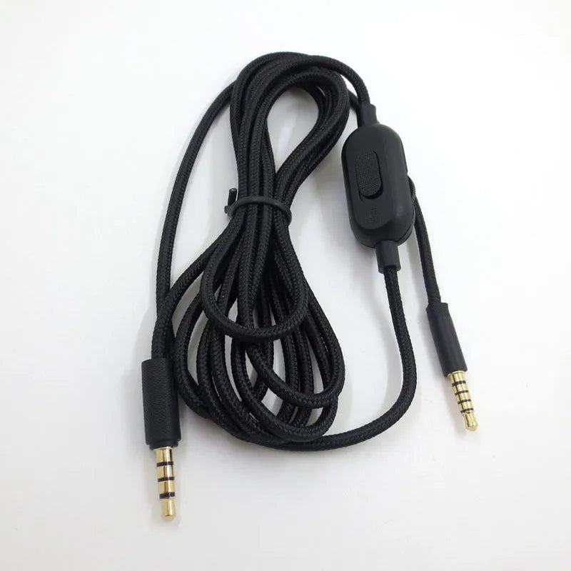 Black universal gaming headset cable with 3.5mm connectors and 2 metre length