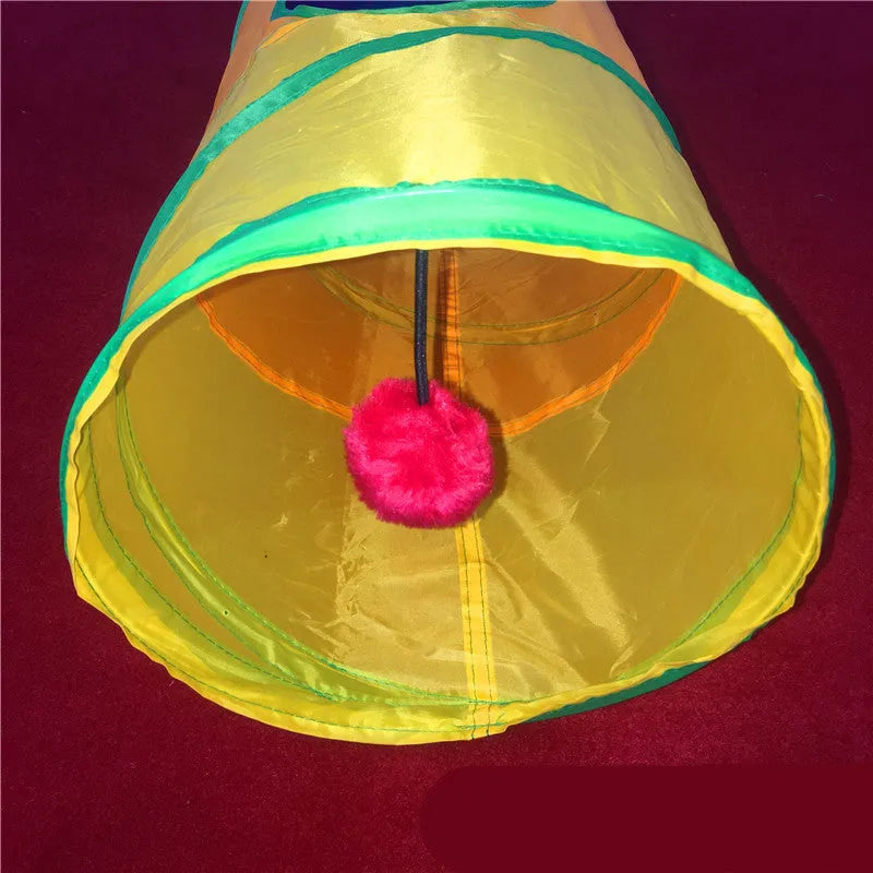 Rainbow polyester cat tunnel, 120cm long and 25cm in diameter, for indoor cats