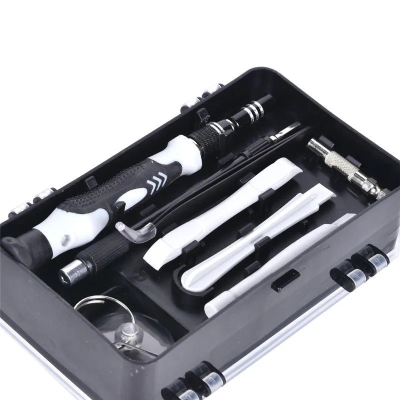 117 in 1 magnetic CRV screwdriver bit set with flexible extension in black, blue, or red case