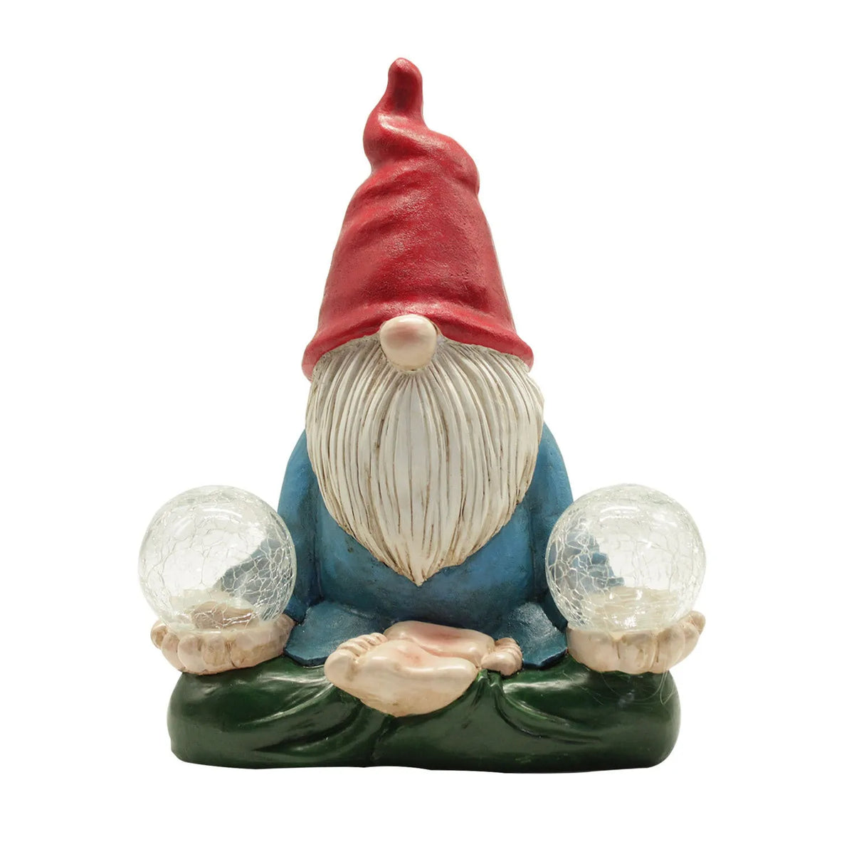 Solar LED resin dwarf garden statue with faceless old man design on grass