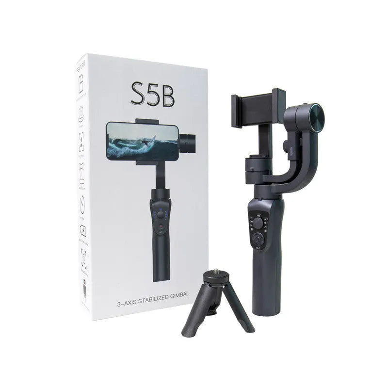 S5B plastic three-axis stabilizer for mobile phones with rotation angles and tripod accessory