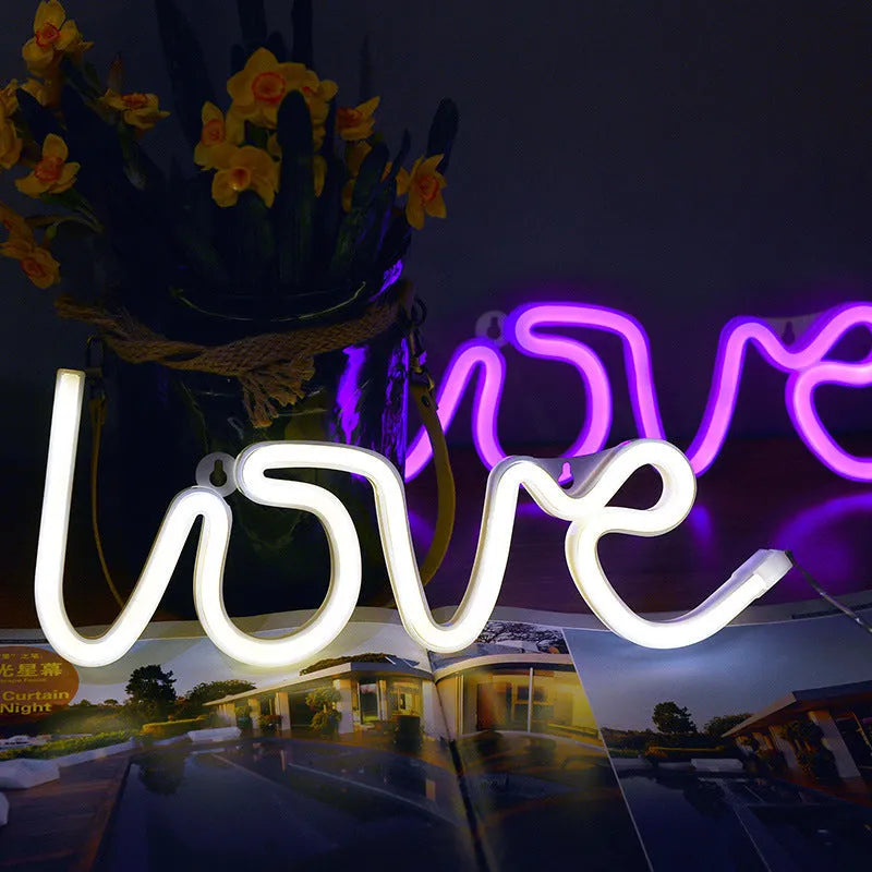 Love-shaped LED neon sign light with pink illumination and silicone shell for indoor decorative use