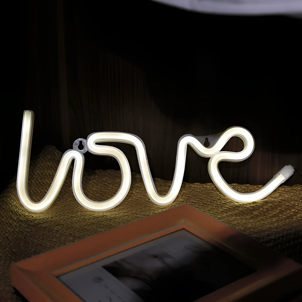 Love-shaped LED neon sign light with pink illumination and silicone shell for indoor decorative use