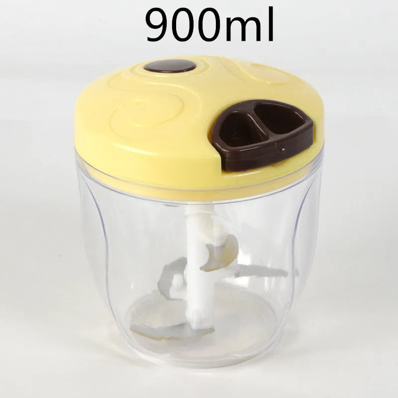 Manual kitchen chopper with stainless steel blades in green colour, 500ml capacity food processor