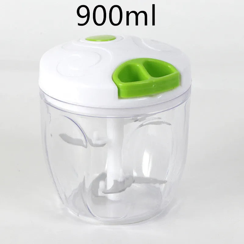 Manual kitchen chopper with stainless steel blades in green colour, 500ml capacity food processor