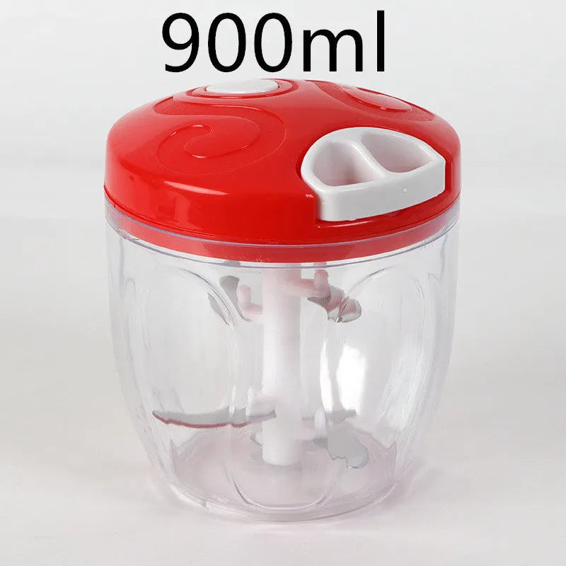 Manual kitchen chopper with stainless steel blades in green colour, 500ml capacity food processor