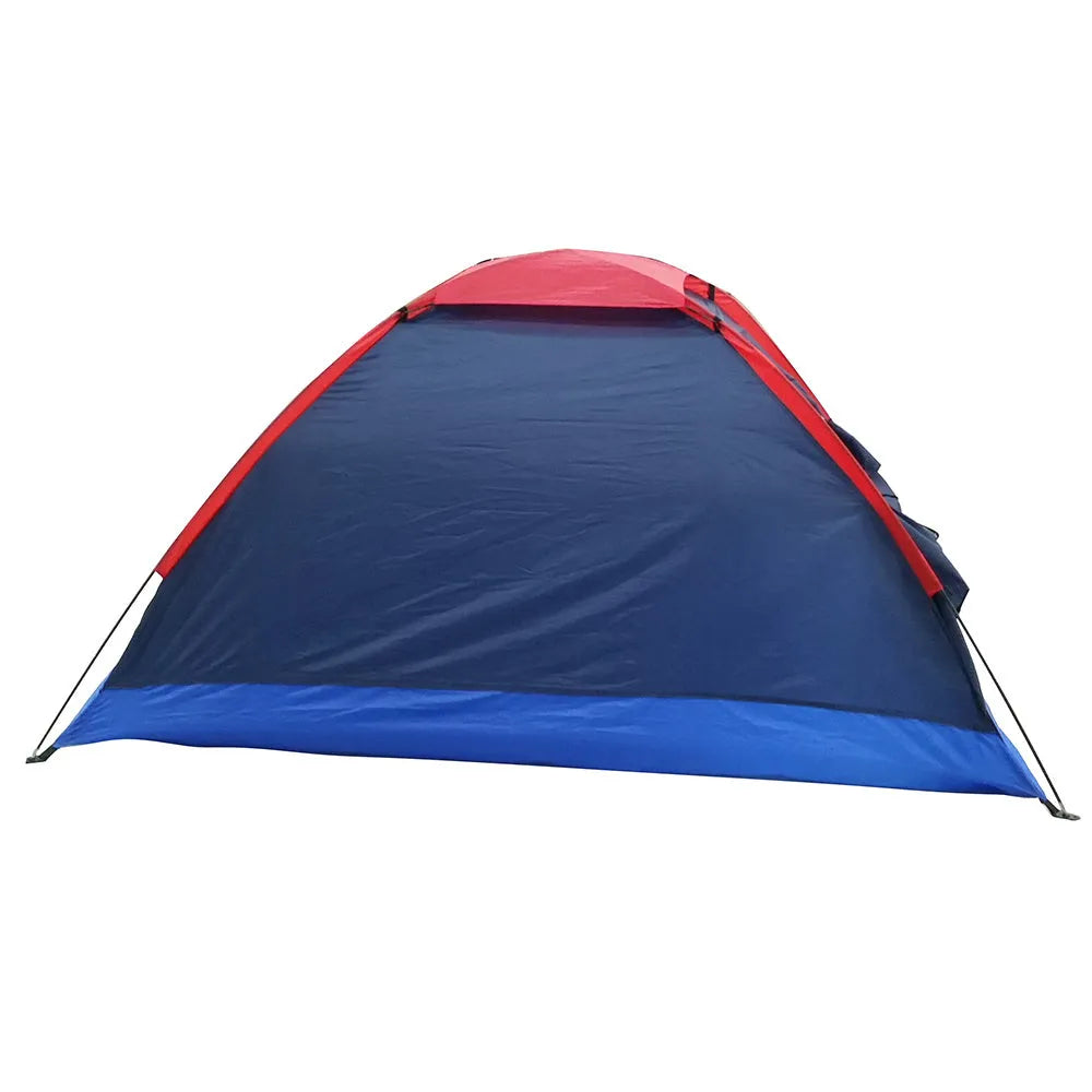 Navy double single-layer camping tent with glass fibre poles, 200x150x110cm, camouflage waterproof design.