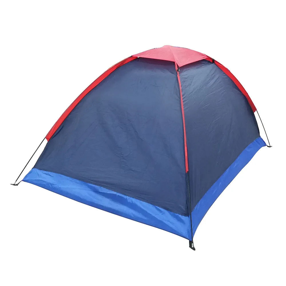Navy double single-layer camping tent with glass fibre poles, 200x150x110cm, camouflage waterproof design.