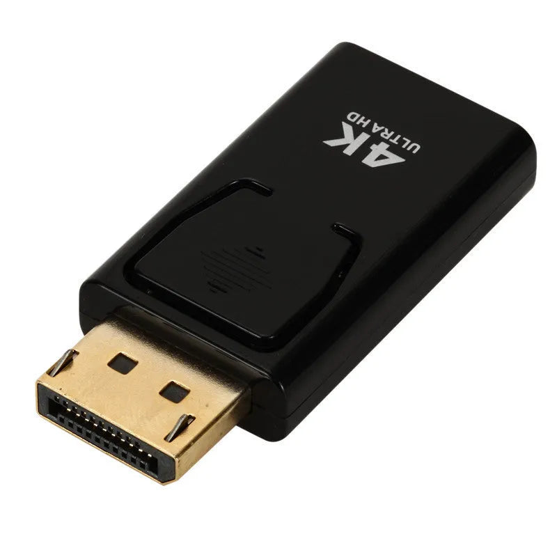 Black DisplayPort to HDMI adapter cable supporting 4K resolution with copper core construction