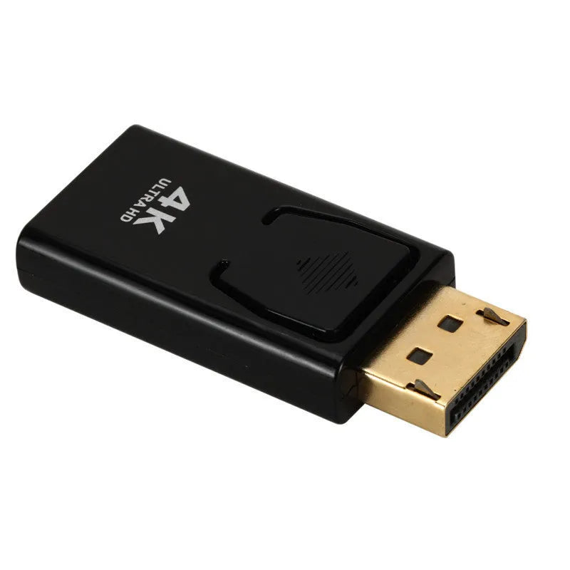 Black DisplayPort to HDMI adapter cable supporting 4K resolution with copper core construction