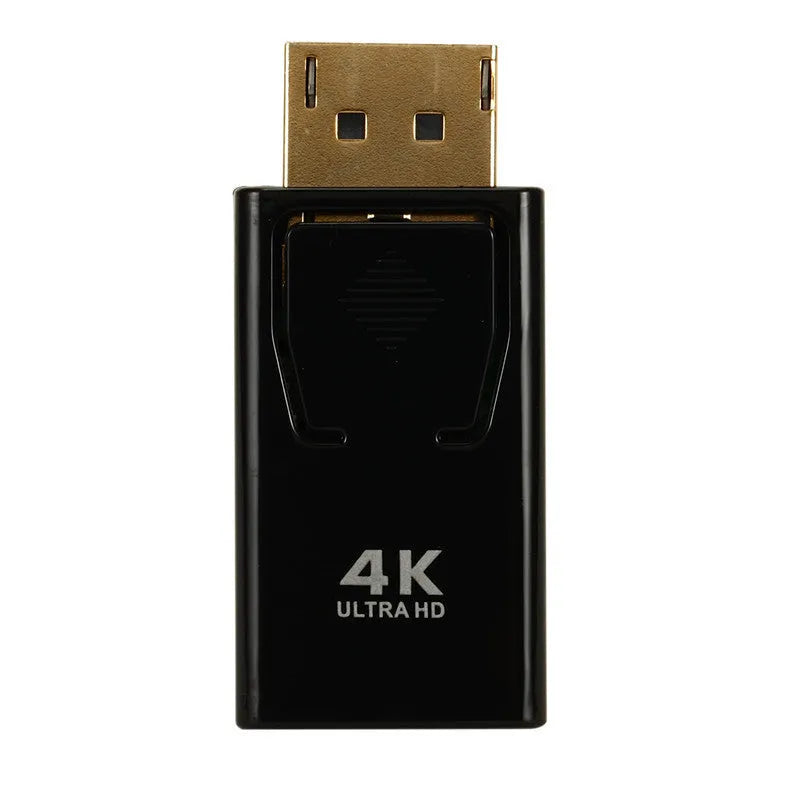 Black DisplayPort to HDMI adapter cable supporting 4K resolution with copper core construction
