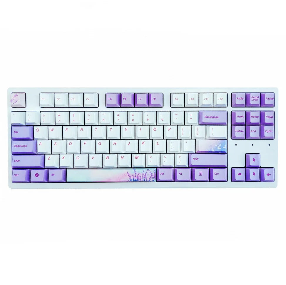 Lavender violet PBT keycap set for mechanical keyboards with sublimation printed legends