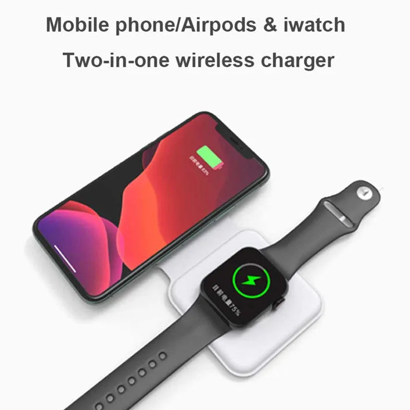 White 2 in 1 magnetic wireless charger with foldable design and dual charging surfaces