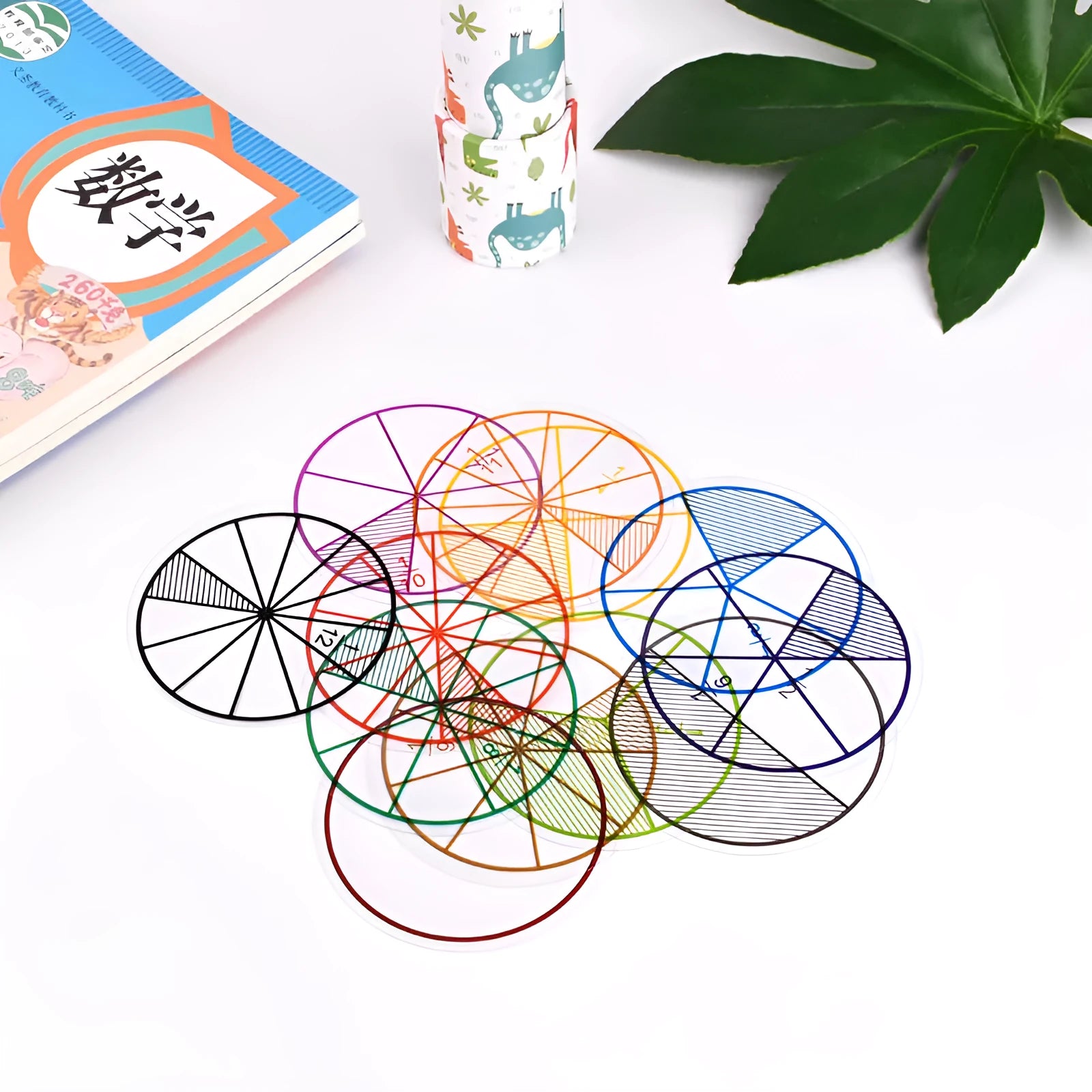 Fraction plate and circle combined teaching aids set with eight representation styles for primary school maths