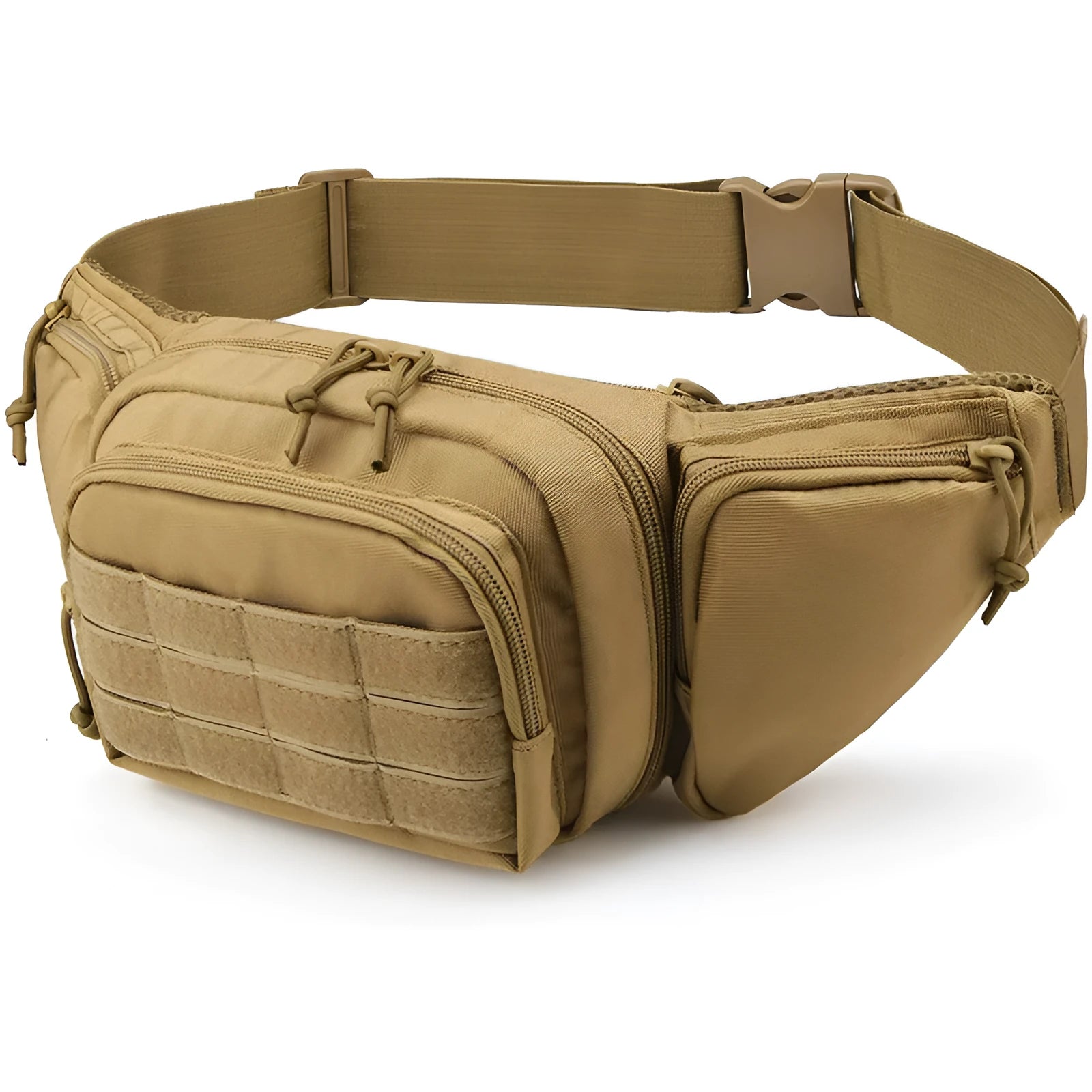 Men's tactical waist bag in black or khaki with adjustable compartment and multifunctional carrying straps