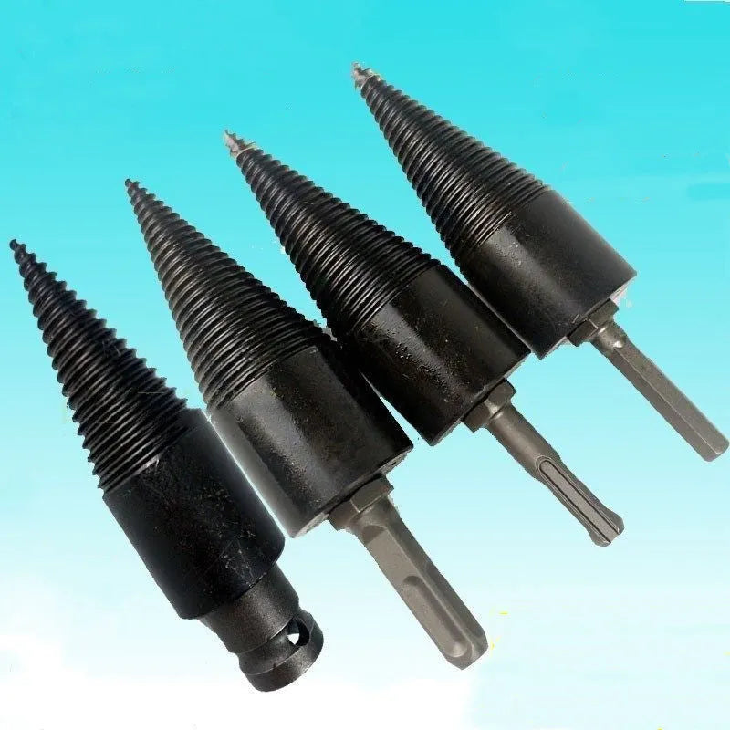 A 32mm and 42mm hexagonal firewood-breaking drill bit for electric hand drills and hammers.