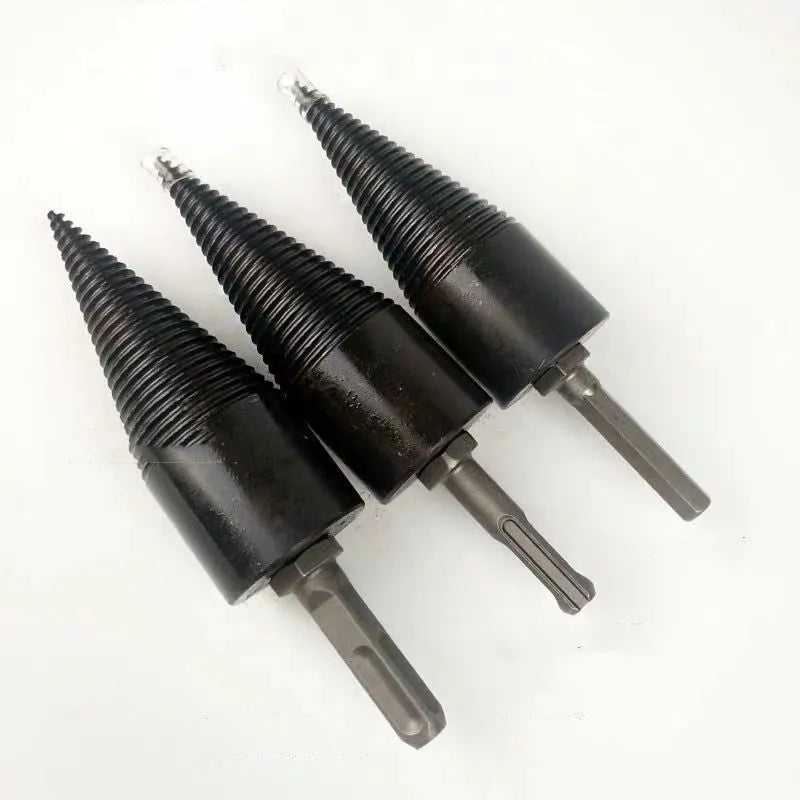 A 32mm and 42mm hexagonal firewood-breaking drill bit for electric hand drills and hammers.