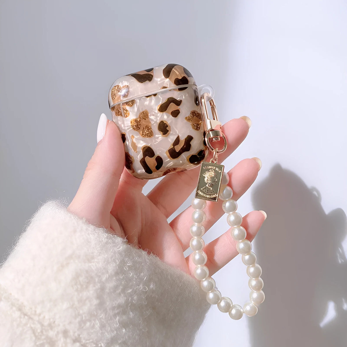 Shell yellow leopard print TPU protective case for Apple AirPods Pro and AirPods with flip design